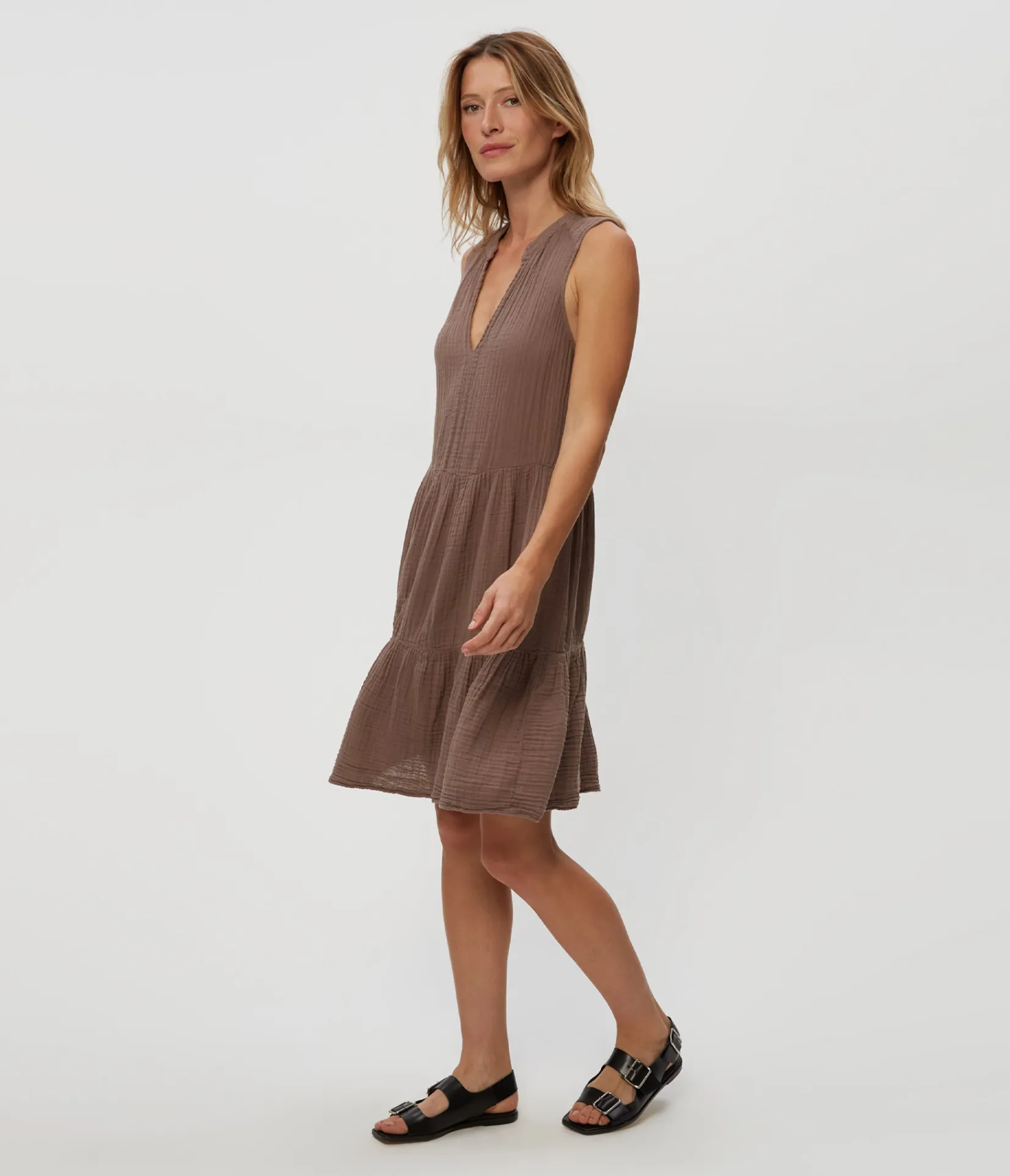 daisy_gauze_dress_27.webp Michael Stars Daisy Gauze Dress- Dresses | Knee Length Dresses