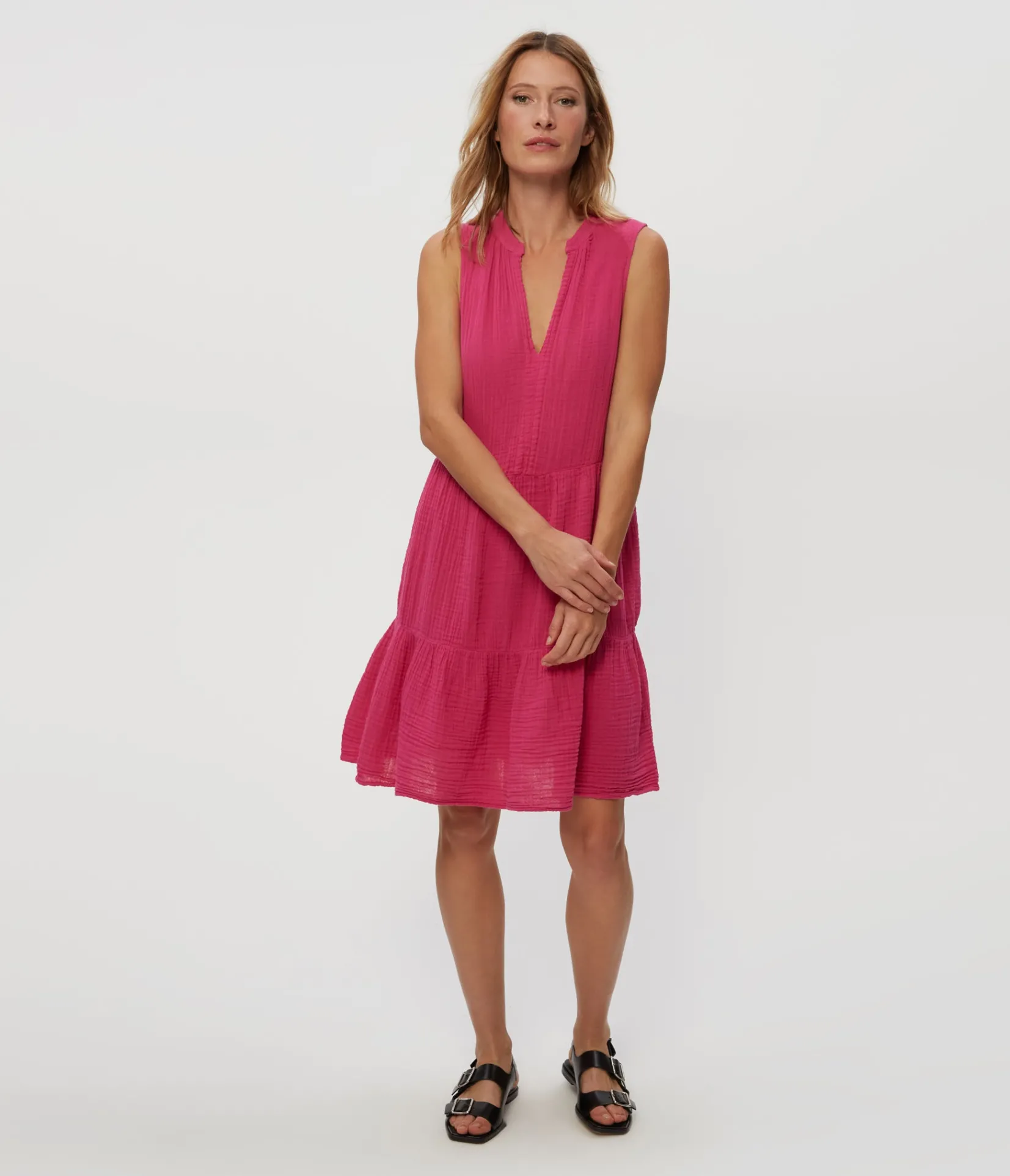 daisy_gauze_dress_38.webp Michael Stars Daisy Gauze Dress- Dresses | Knee Length Dresses