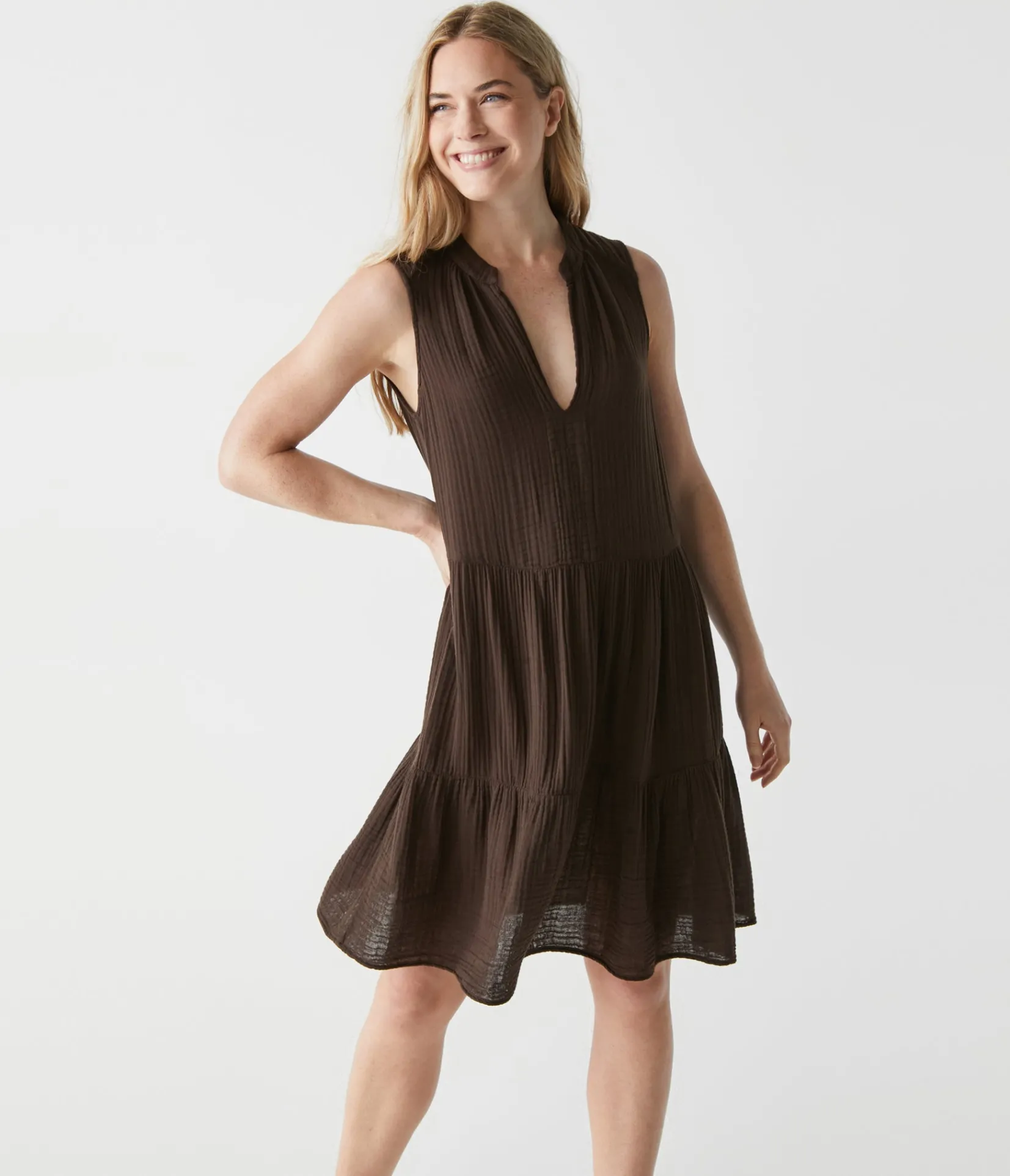 daisy_gauze_dress_69.webp Michael Stars Daisy Gauze Dress- Dresses | Knee Length Dresses