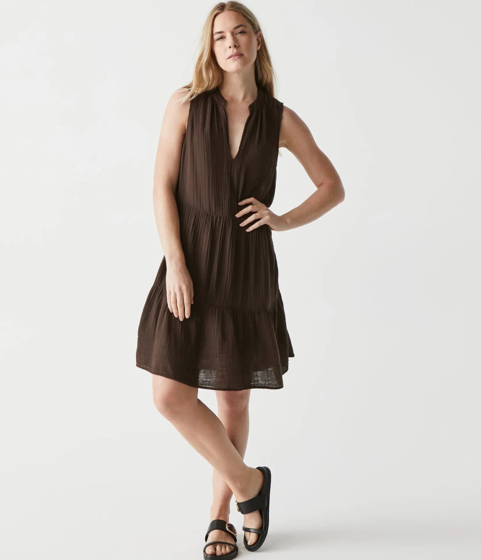 daisy_gauze_dress_70.webp Michael Stars Daisy Gauze Dress- Dresses | Knee Length Dresses