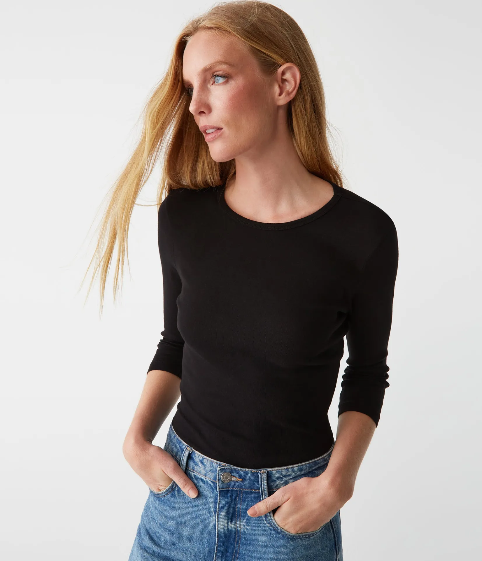 dakota__sleeve_tee_11.webp Michael Stars Dakota 3/4 Sleeve Tee- T-Shirts | Supima Cotton T-Shirts