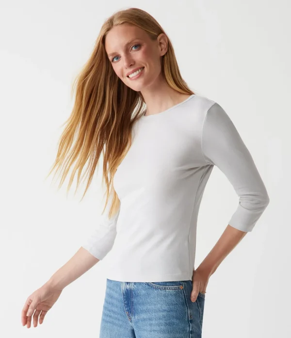 Michael Stars Dakota 3/4 Sleeve Tee- T-Shirts | Supima Cotton T-Shirts