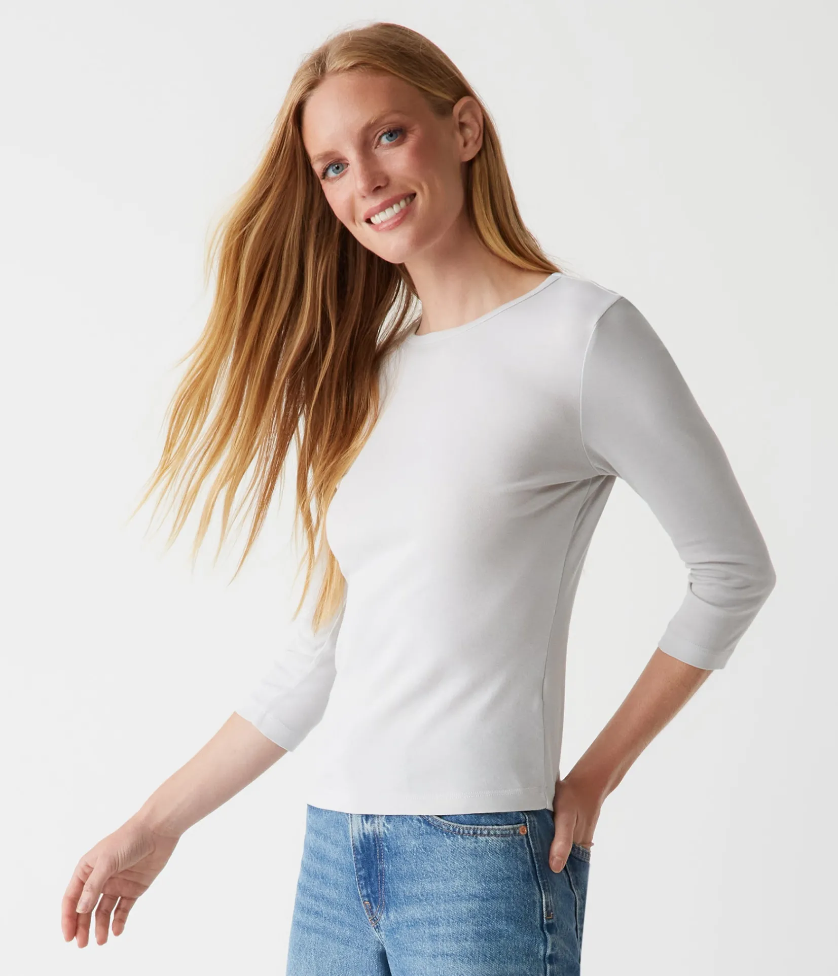 dakota__sleeve_tee_2.webp Michael Stars Dakota 3/4 Sleeve Tee- T-Shirts | Supima Cotton T-Shirts