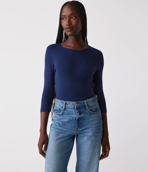 Michael Stars Dakota 3/4 Sleeve Tee- T-Shirts | Supima Cotton T-Shirts