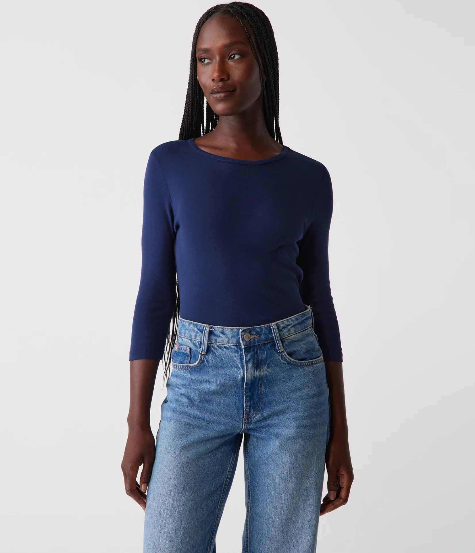 dakota__sleeve_tee_4.webp Michael Stars Dakota 3/4 Sleeve Tee- T-Shirts | Supima Cotton T-Shirts