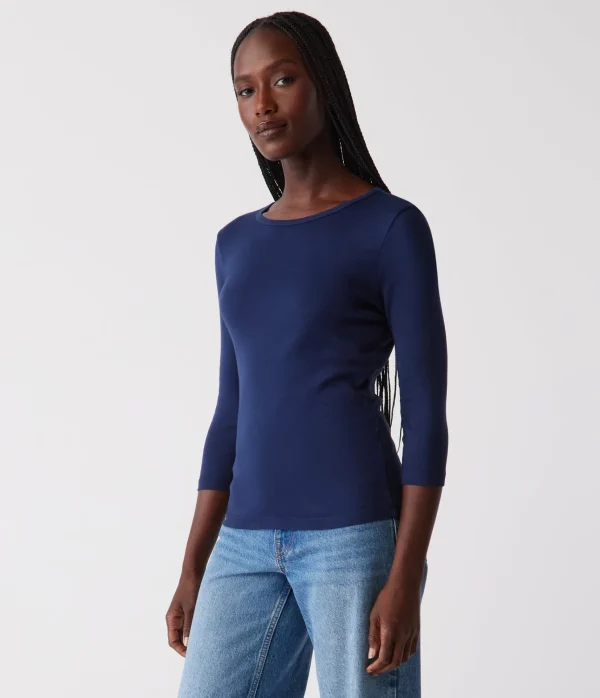 Michael Stars Dakota 3/4 Sleeve Tee- T-Shirts | Supima Cotton T-Shirts