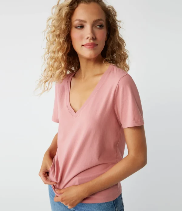 Michael Stars Daria V-Neck Tee- T-Shirts | Daily T-Shirts