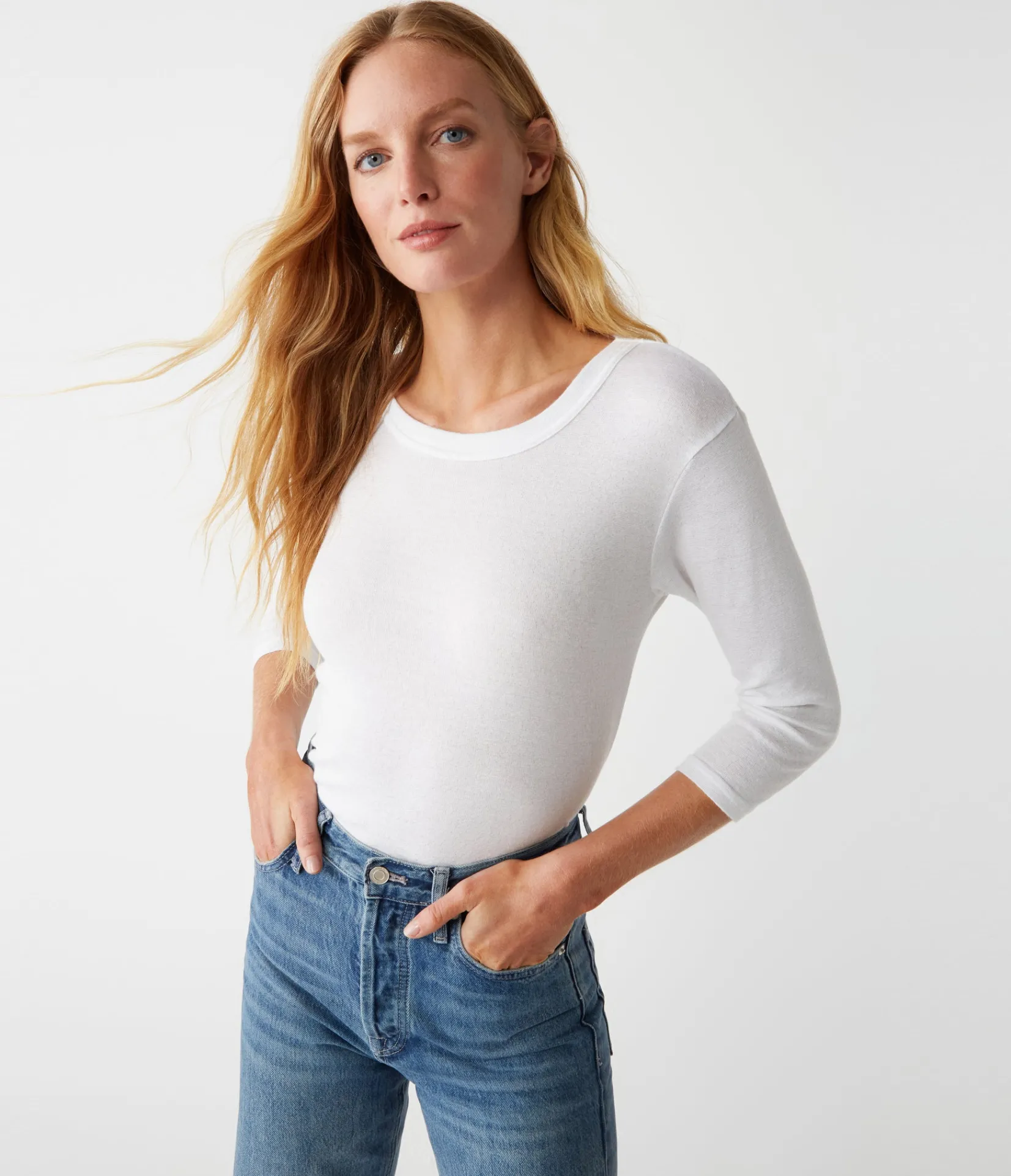 dora_shine__sleeve_tee_0.webp Michael Stars Dora Shine 3/4 Sleeve Tee- T-Shirts | Shine T-Shirts