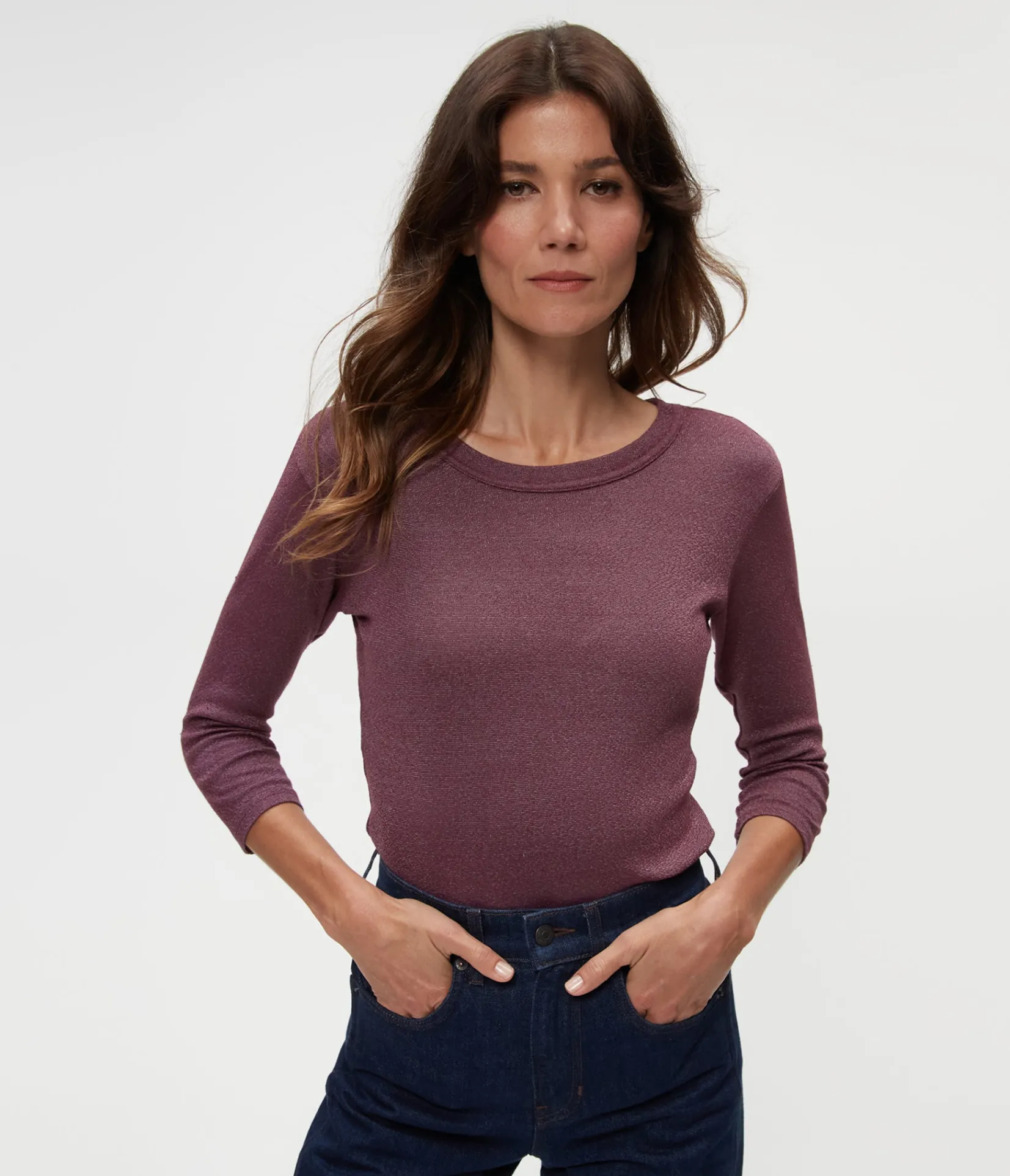 dora_shine__sleeve_tee_12.webp Michael Stars Dora Shine 3/4 Sleeve Tee- T-Shirts | Shine T-Shirts
