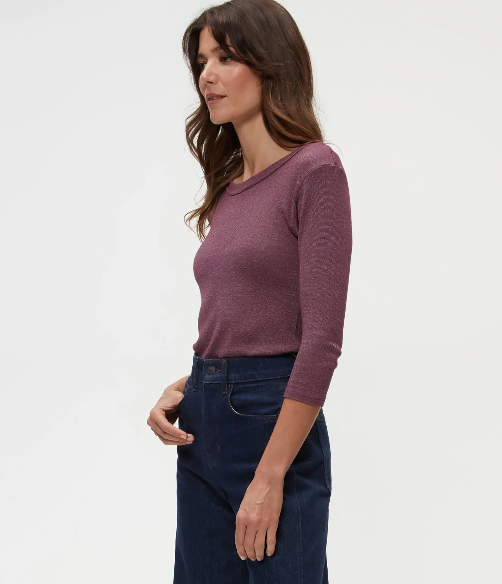 dora_shine__sleeve_tee_14.webp Michael Stars Dora Shine 3/4 Sleeve Tee- T-Shirts | Shine T-Shirts