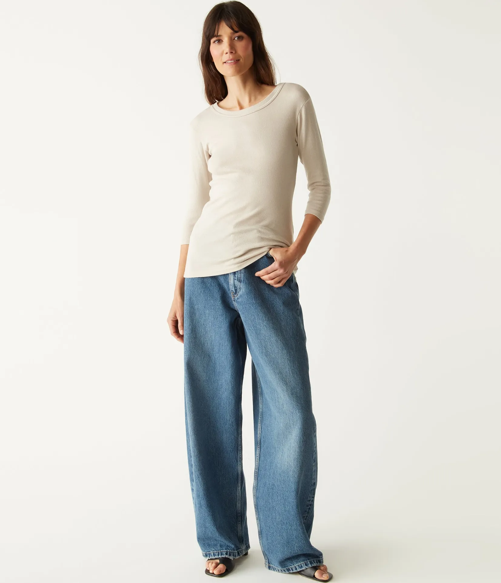 dora_shine__sleeve_tee_28.webp Michael Stars Dora Shine 3/4 Sleeve Tee- T-Shirts | Shine T-Shirts