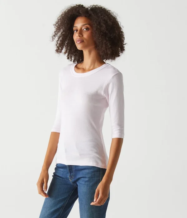 Michael Stars Dora Shine 3/4 Sleeve Tee- T-Shirts | Shine T-Shirts