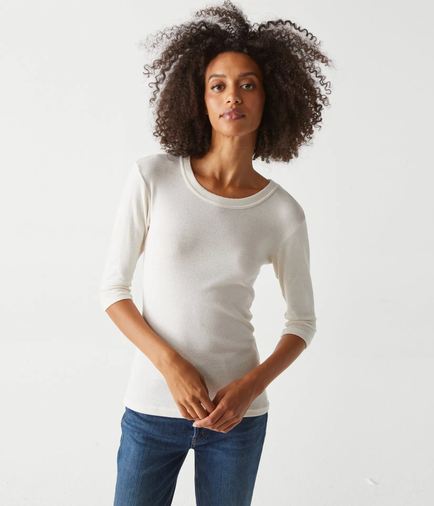 dora_shine__sleeve_tee_39.webp Michael Stars Dora Shine 3/4 Sleeve Tee- T-Shirts | Shine T-Shirts
