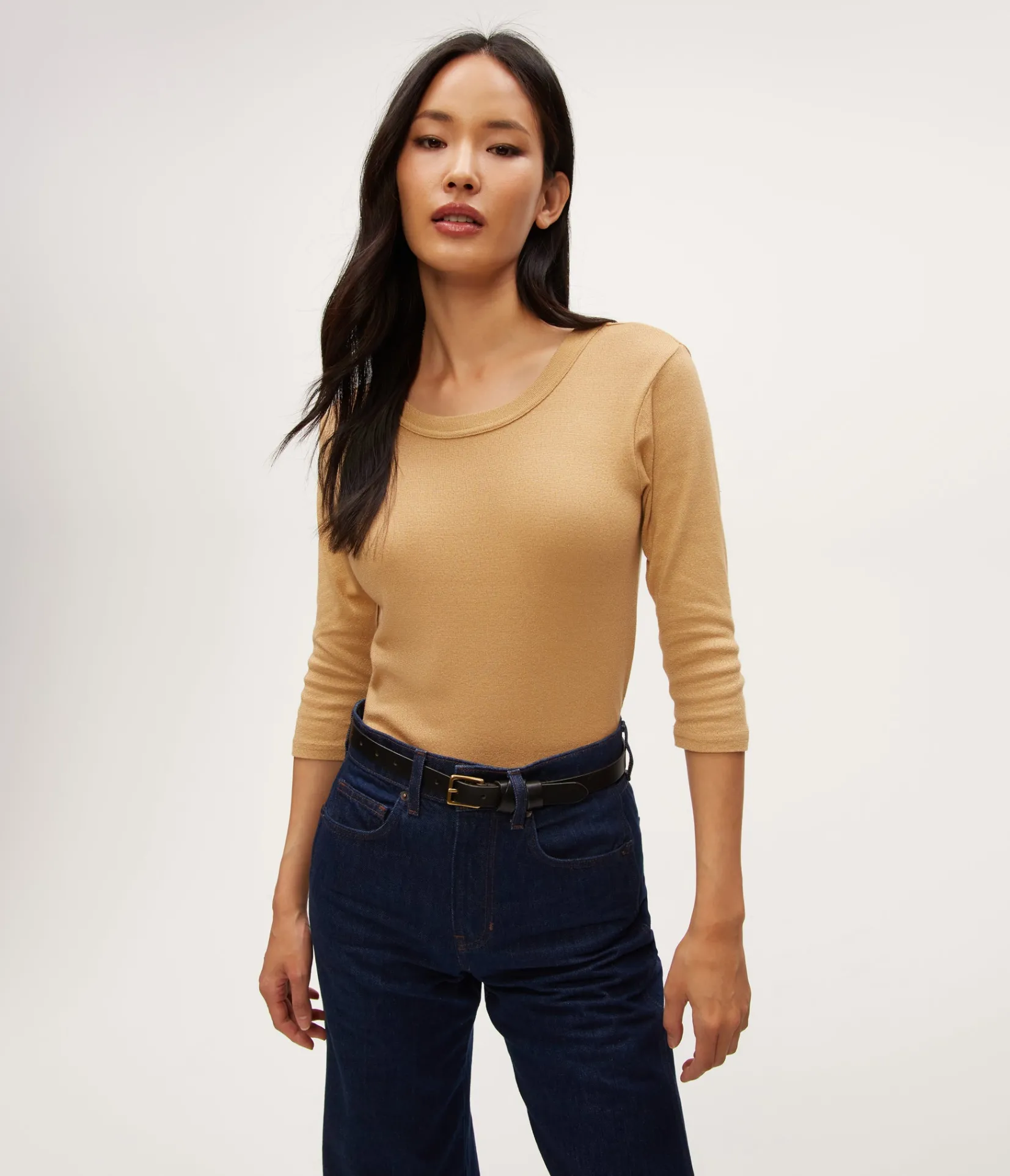 dora_shine__sleeve_tee_4.webp Michael Stars Dora Shine 3/4 Sleeve Tee- T-Shirts | Shine T-Shirts