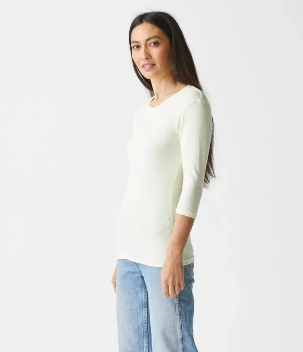 Michael Stars Dora Shine 3/4 Sleeve Tee- T-Shirts | Shine T-Shirts