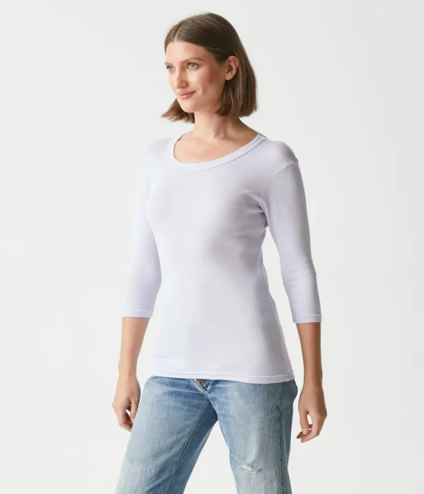 Michael Stars Dora Shine 3/4 Sleeve Tee- T-Shirts | Shine T-Shirts