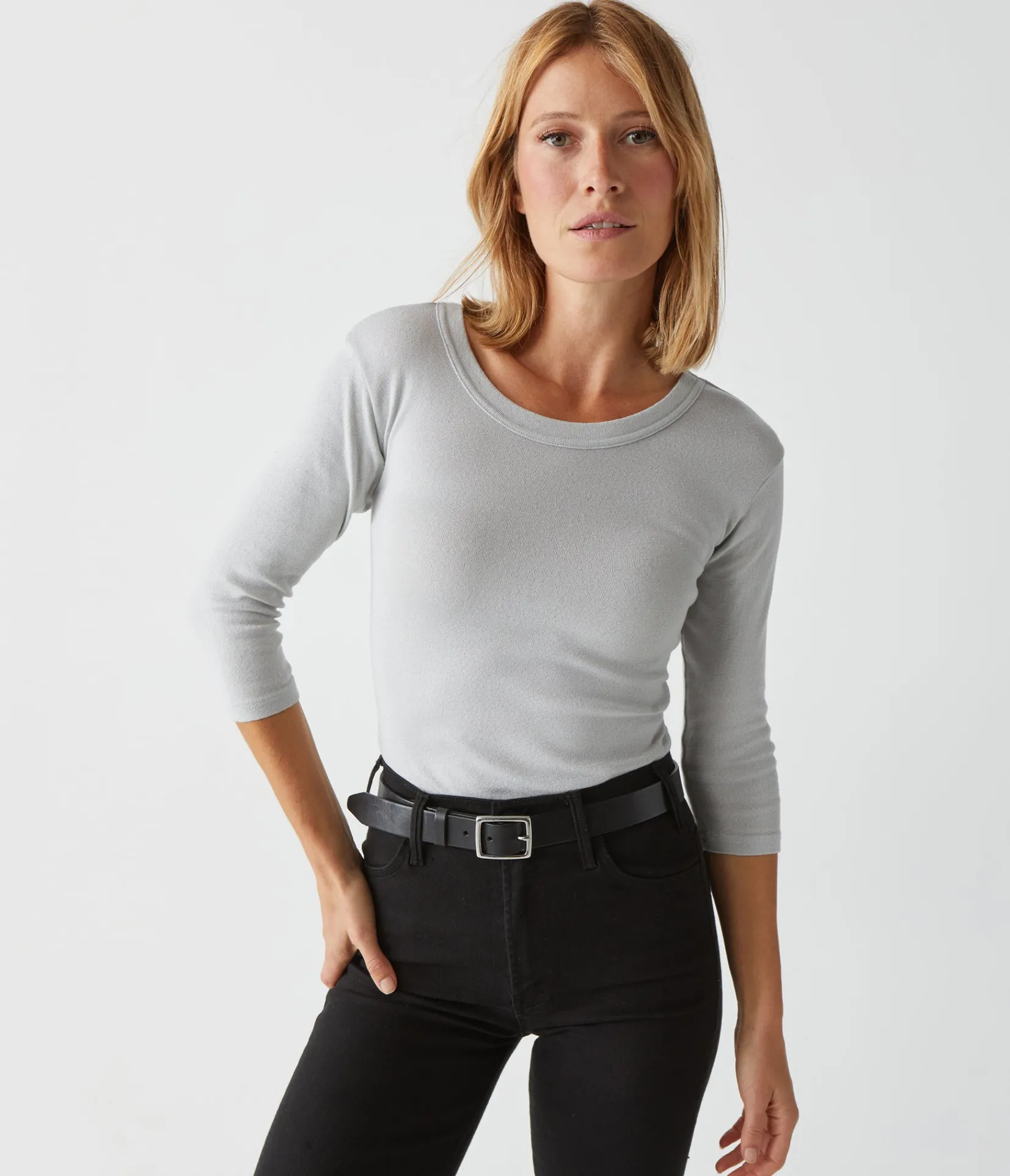 dora_shine__sleeve_tee_56.webp Michael Stars Dora Shine 3/4 Sleeve Tee- T-Shirts | Shine T-Shirts