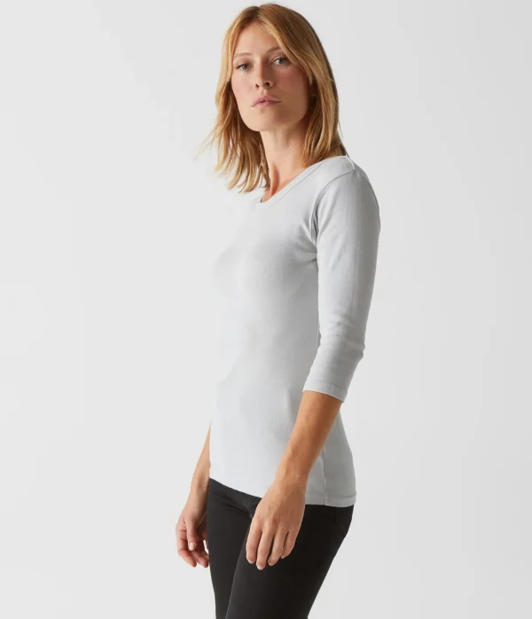 Michael Stars Dora Shine 3/4 Sleeve Tee- T-Shirts | Shine T-Shirts