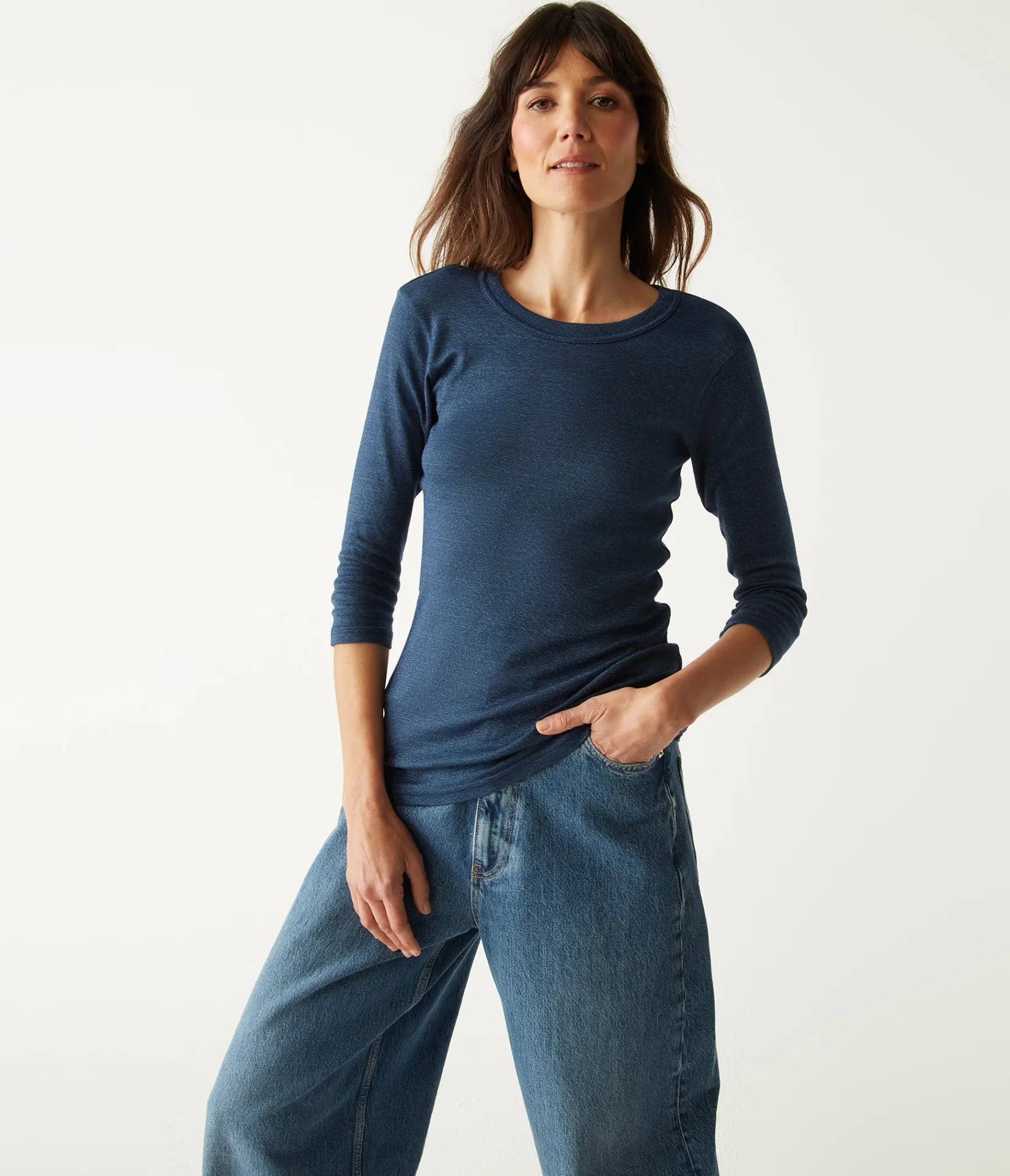dora_shine__sleeve_tee_60.webp Michael Stars Dora Shine 3/4 Sleeve Tee- T-Shirts | Shine T-Shirts
