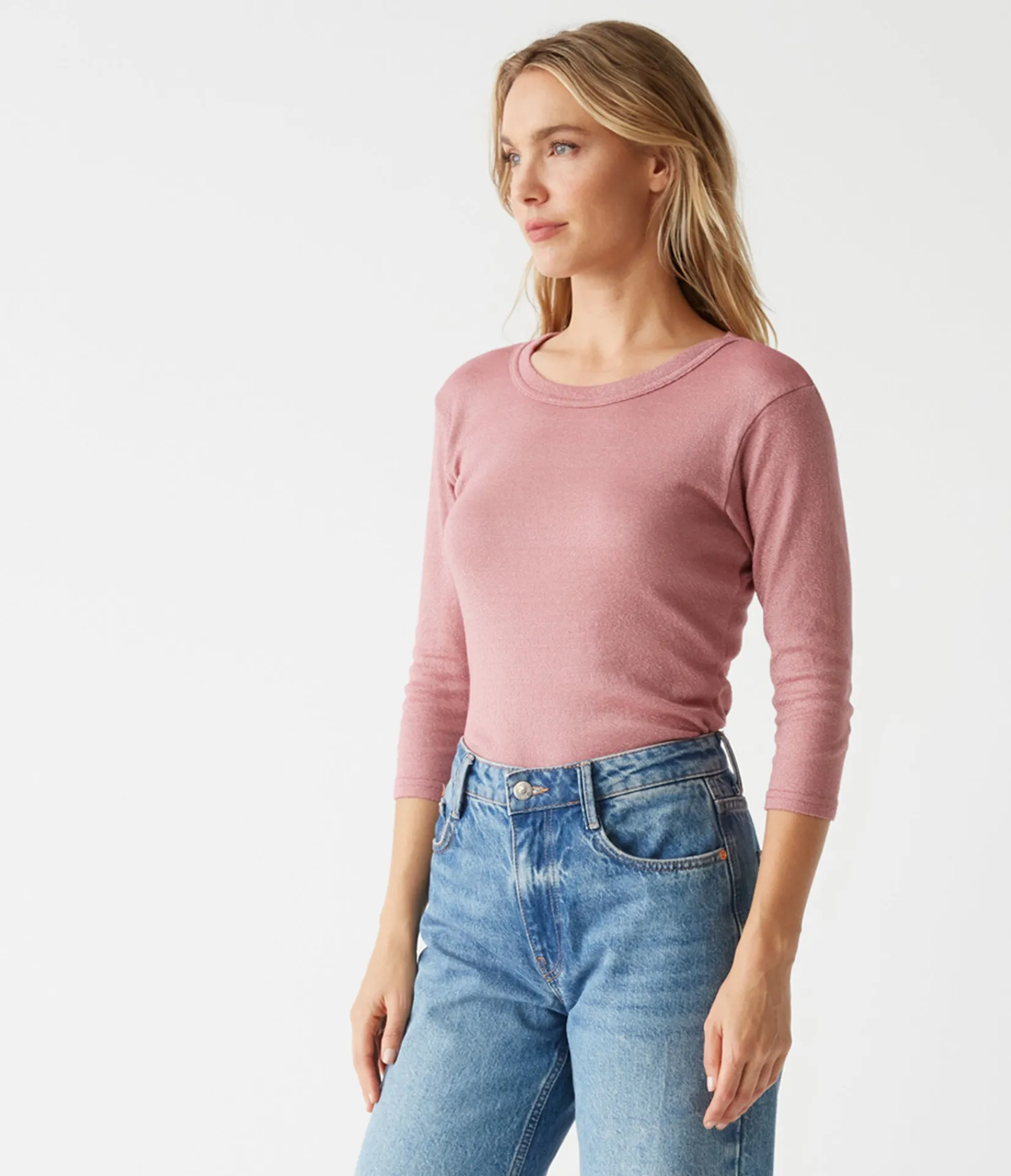 dora_shine__sleeve_tee_66.webp Michael Stars Dora Shine 3/4 Sleeve Tee- T-Shirts | Shine T-Shirts