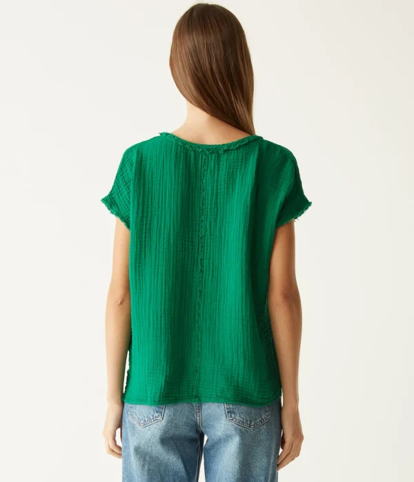 Michael Stars Draya Gauze V-Neck Top- Tops, Blouses & Shirts