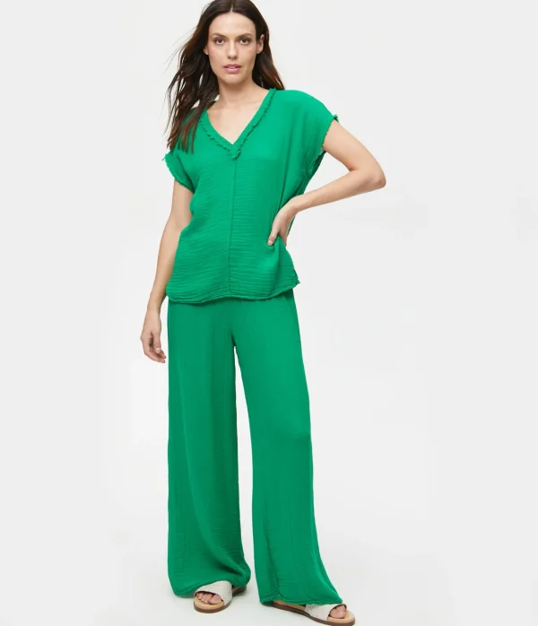 Michael Stars Draya Gauze V-Neck Top- Tops, Blouses & Shirts