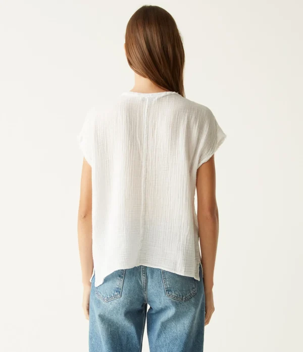 Michael Stars Draya Gauze V-Neck Top- Tops, Blouses & Shirts