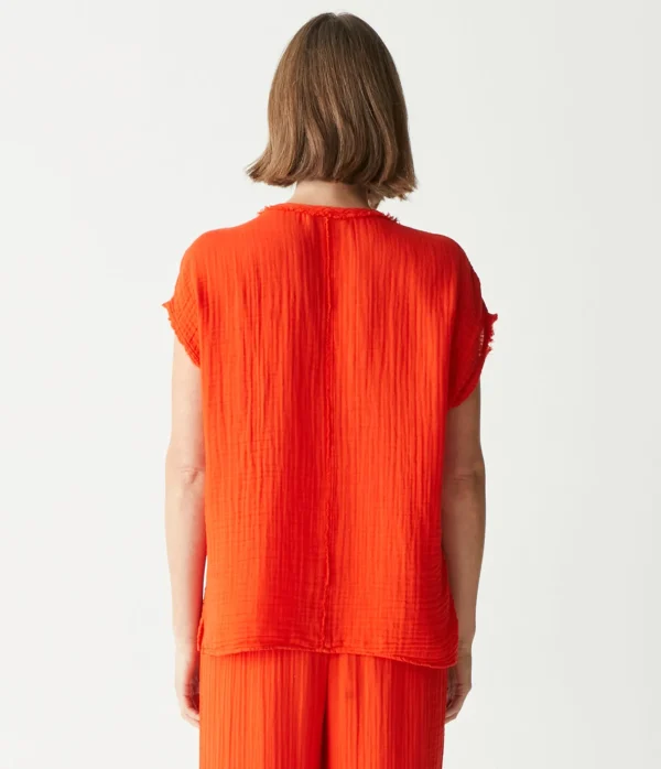 Michael Stars Draya Gauze V-Neck Top- Tops, Blouses & Shirts