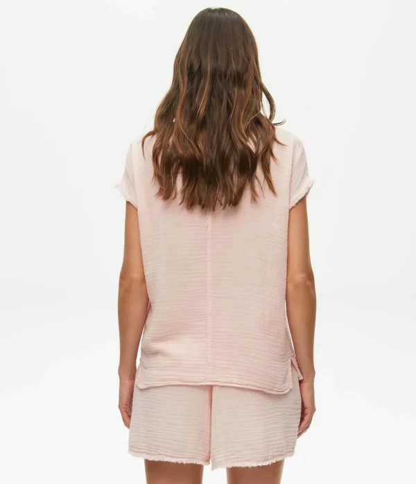 Michael Stars Draya Gauze V-Neck Top- Tops, Blouses & Shirts