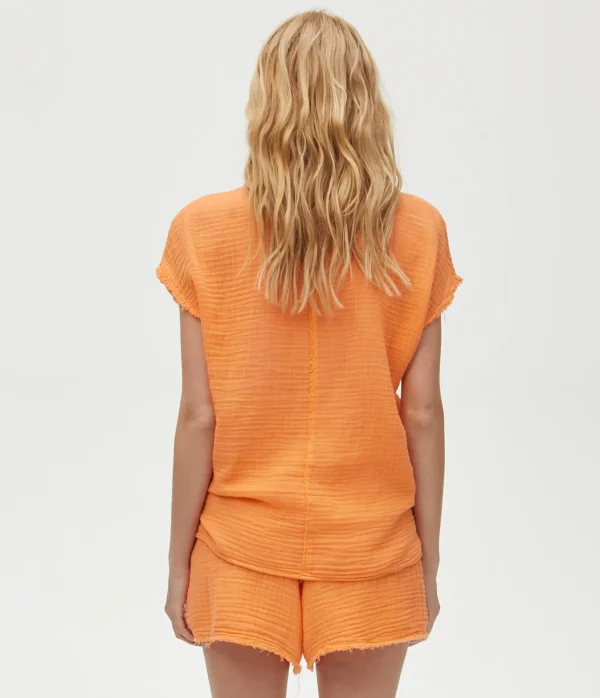 Michael Stars Draya Gauze V-Neck Top- Tops, Blouses & Shirts