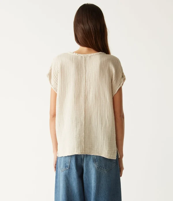 Michael Stars Draya Gauze V-Neck Top- Tops, Blouses & Shirts