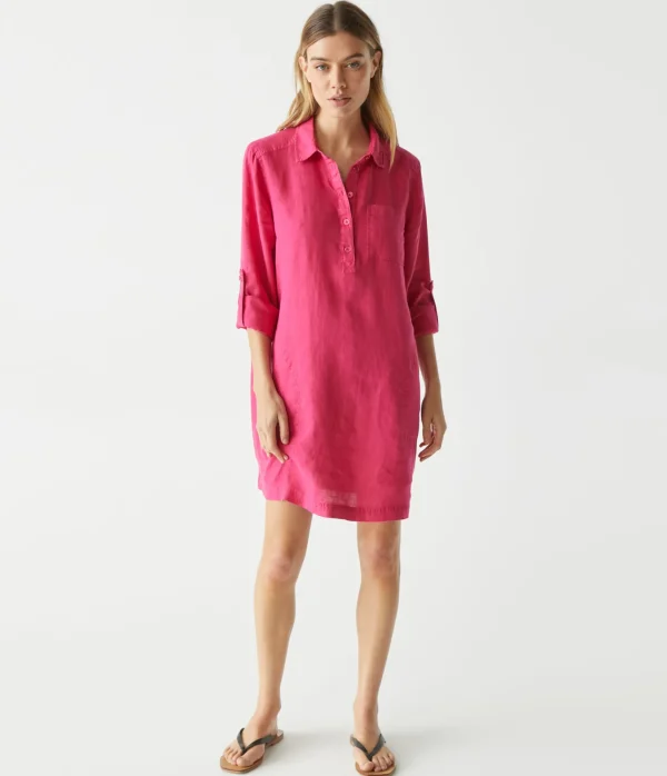 Michael Stars Eleanor Linen Shirt Dress- Dresses | Mini Dresses