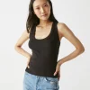 Michael Stars Elodie Cropped Scoop Neck Tank- Tank Tops | 1x1 Cotton T-Shirts