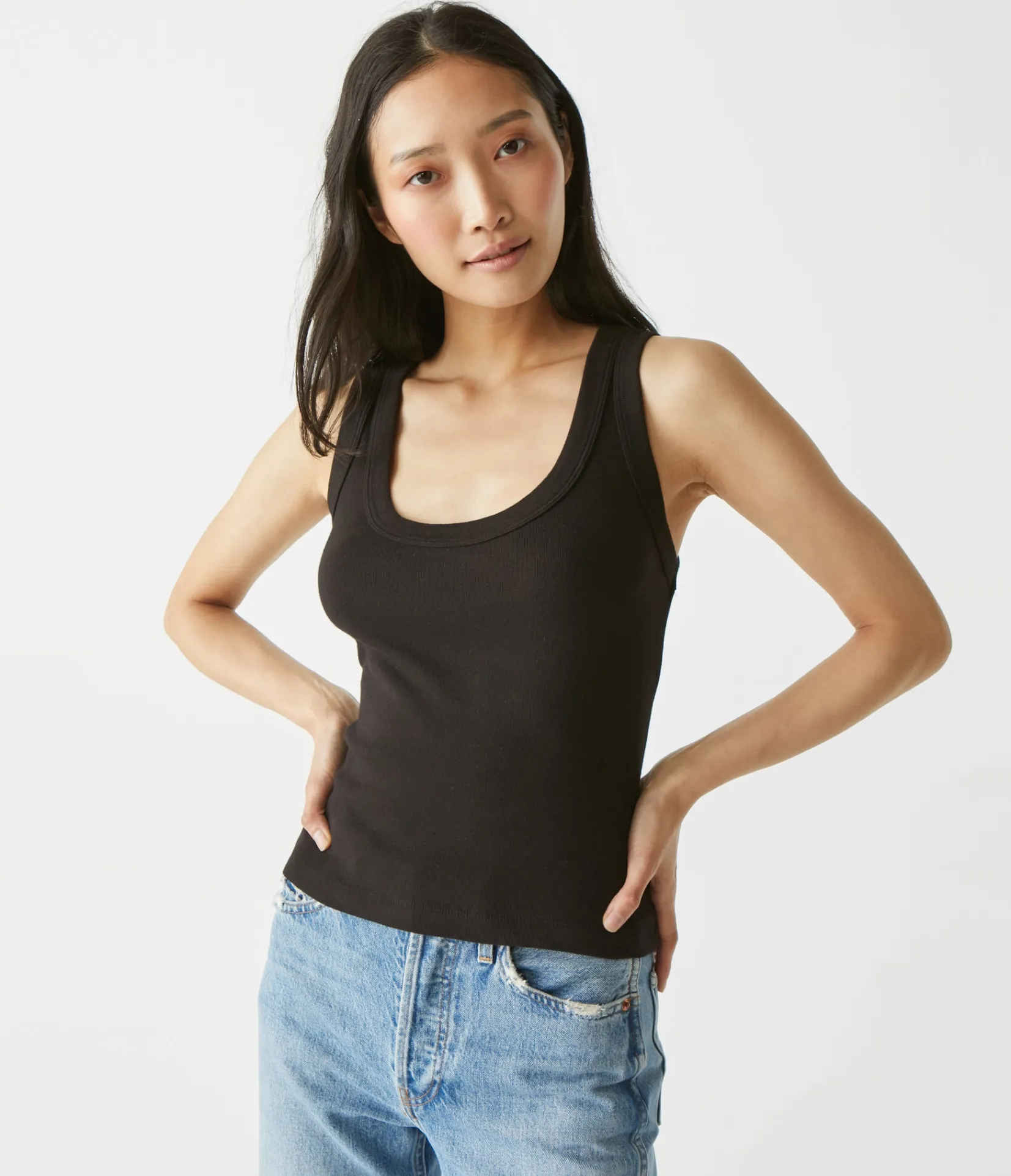 elodie_cropped_scoop_neck_tank_0.webp Michael Stars Elodie Cropped Scoop Neck Tank- Tank Tops | 1x1 Cotton T-Shirts