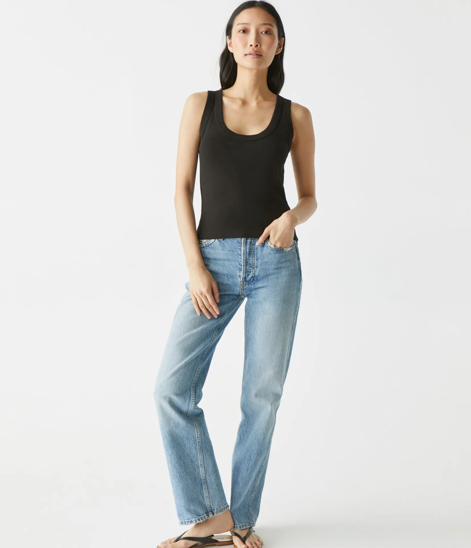 elodie_cropped_scoop_neck_tank_1.webp Michael Stars Elodie Cropped Scoop Neck Tank- Tank Tops | 1x1 Cotton T-Shirts