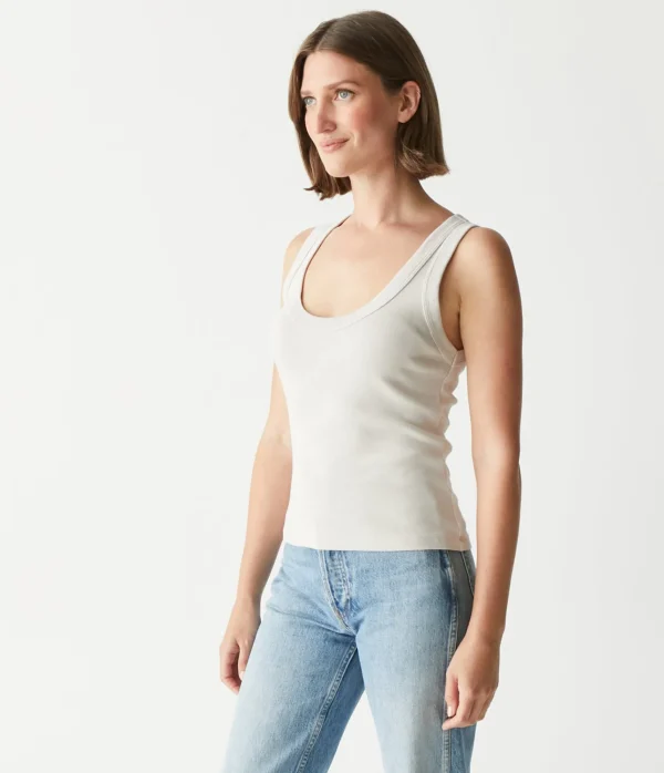 Michael Stars Elodie Cropped Scoop Neck Tank- Tank Tops | 1x1 Cotton T-Shirts