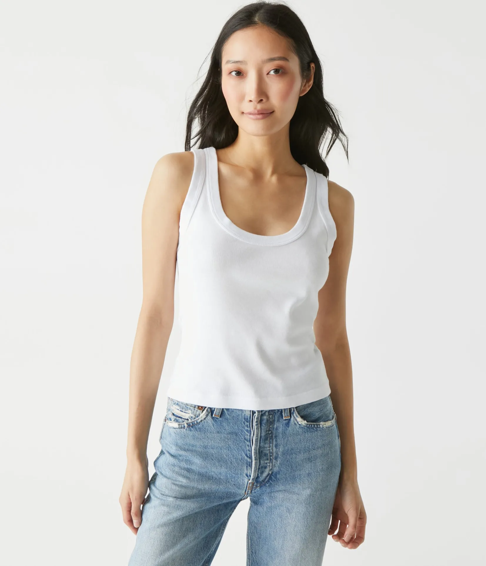 elodie_cropped_scoop_neck_tank_4.webp Michael Stars Elodie Cropped Scoop Neck Tank- Tank Tops | 1x1 Cotton T-Shirts