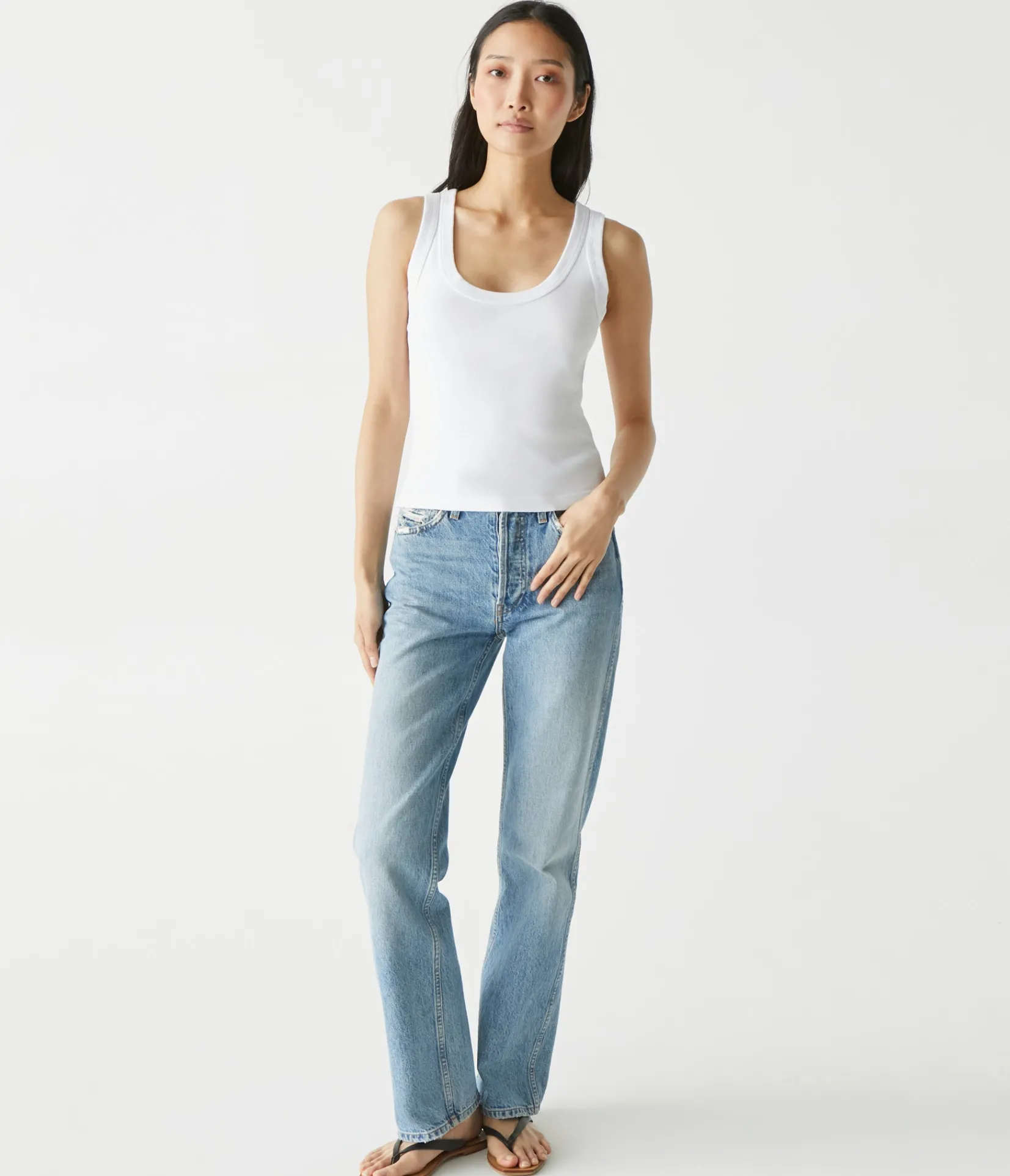 elodie_cropped_scoop_neck_tank_5.webp Michael Stars Elodie Cropped Scoop Neck Tank- Tank Tops | 1x1 Cotton T-Shirts