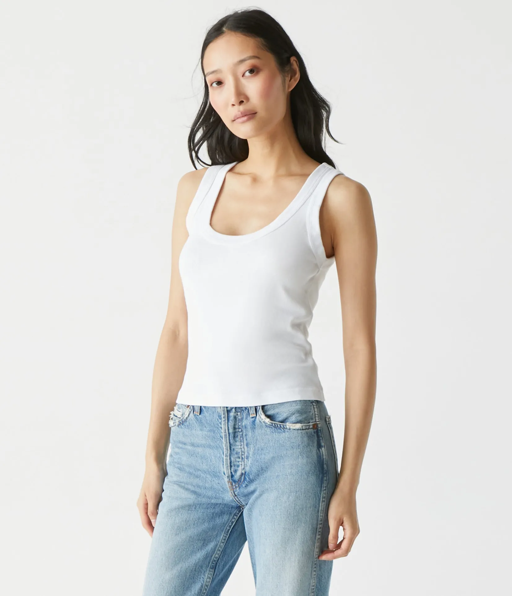 elodie_cropped_scoop_neck_tank_6.webp Michael Stars Elodie Cropped Scoop Neck Tank- Tank Tops | 1x1 Cotton T-Shirts