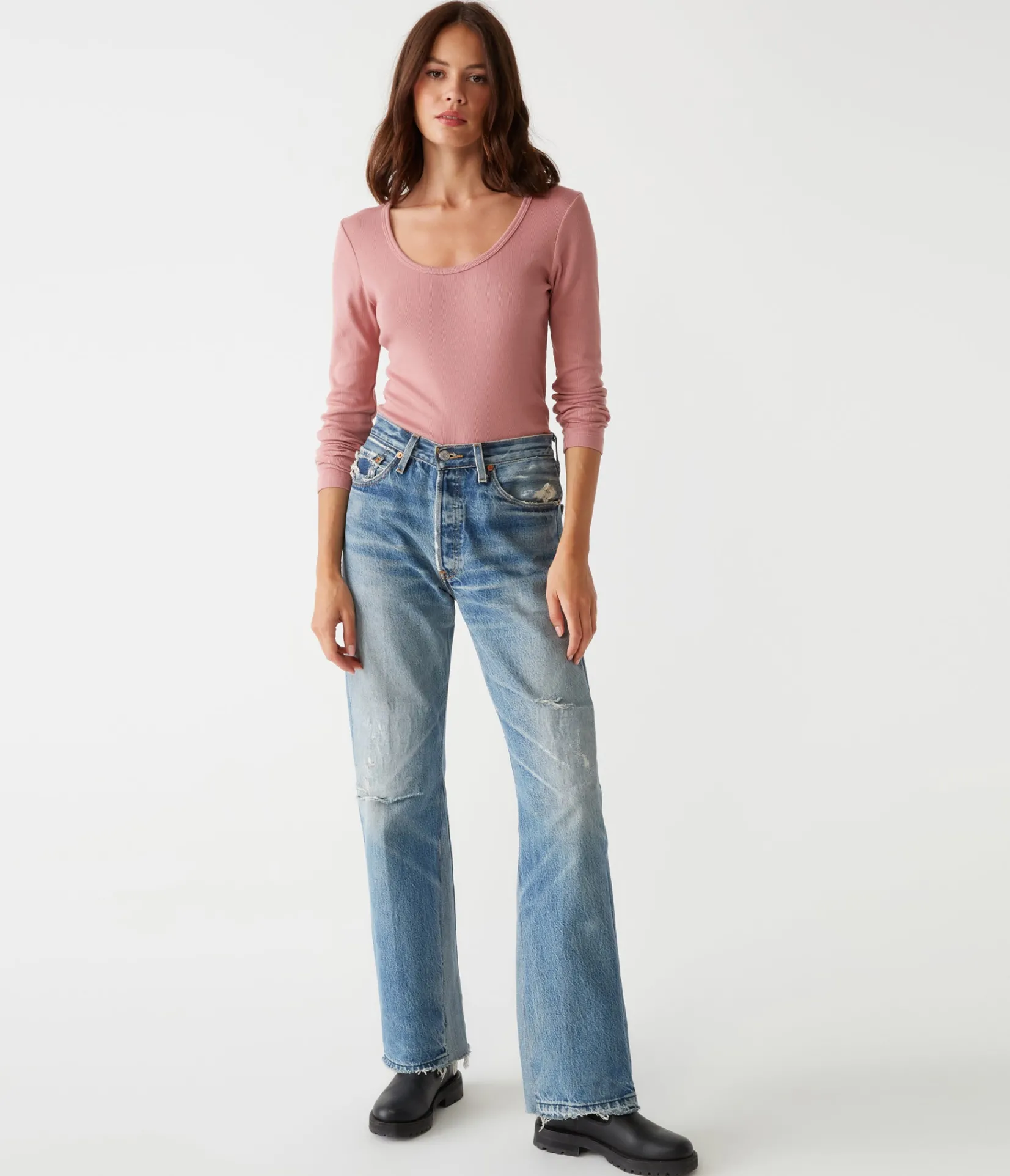 emilia_scoop_neck_tee_1.webp Michael Stars Emilia Scoop Neck Tee- T-Shirts | Ultra Rib T-Shirts