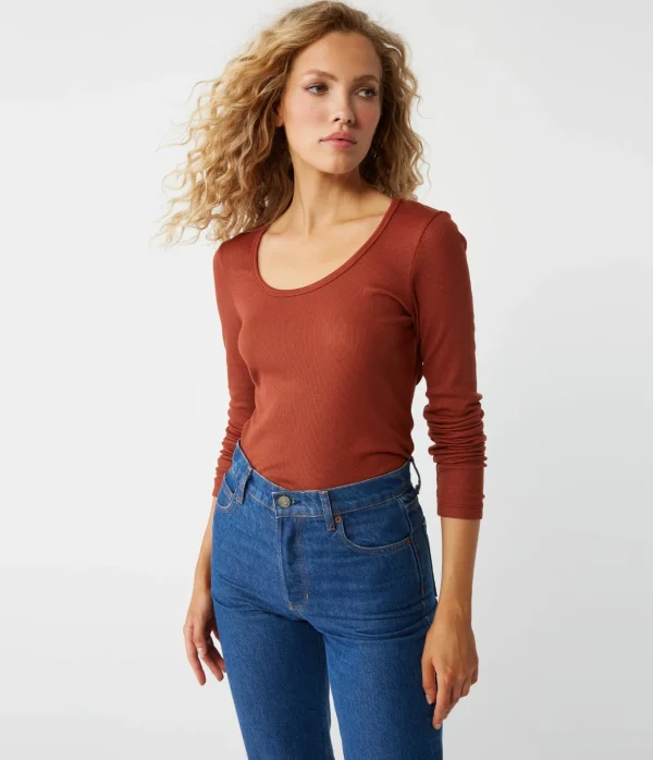 Michael Stars Emilia Scoop Neck Tee- T-Shirts | Ultra Rib T-Shirts