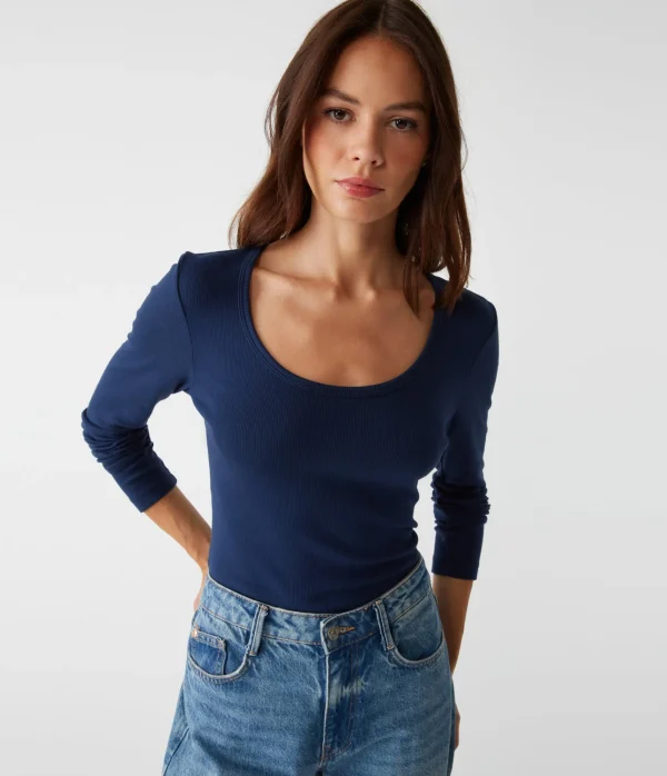 Michael Stars Emilia Scoop Neck Tee- T-Shirts | Ultra Rib T-Shirts