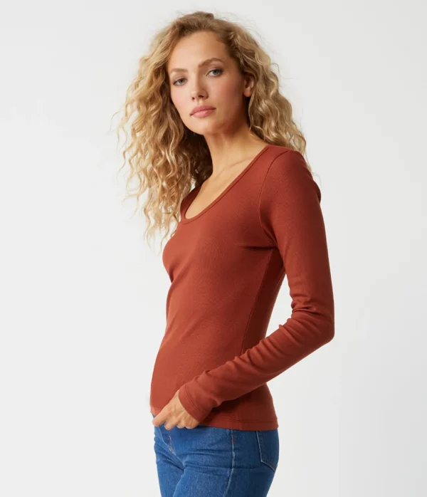 Michael Stars Emilia Scoop Neck Tee- T-Shirts | Ultra Rib T-Shirts
