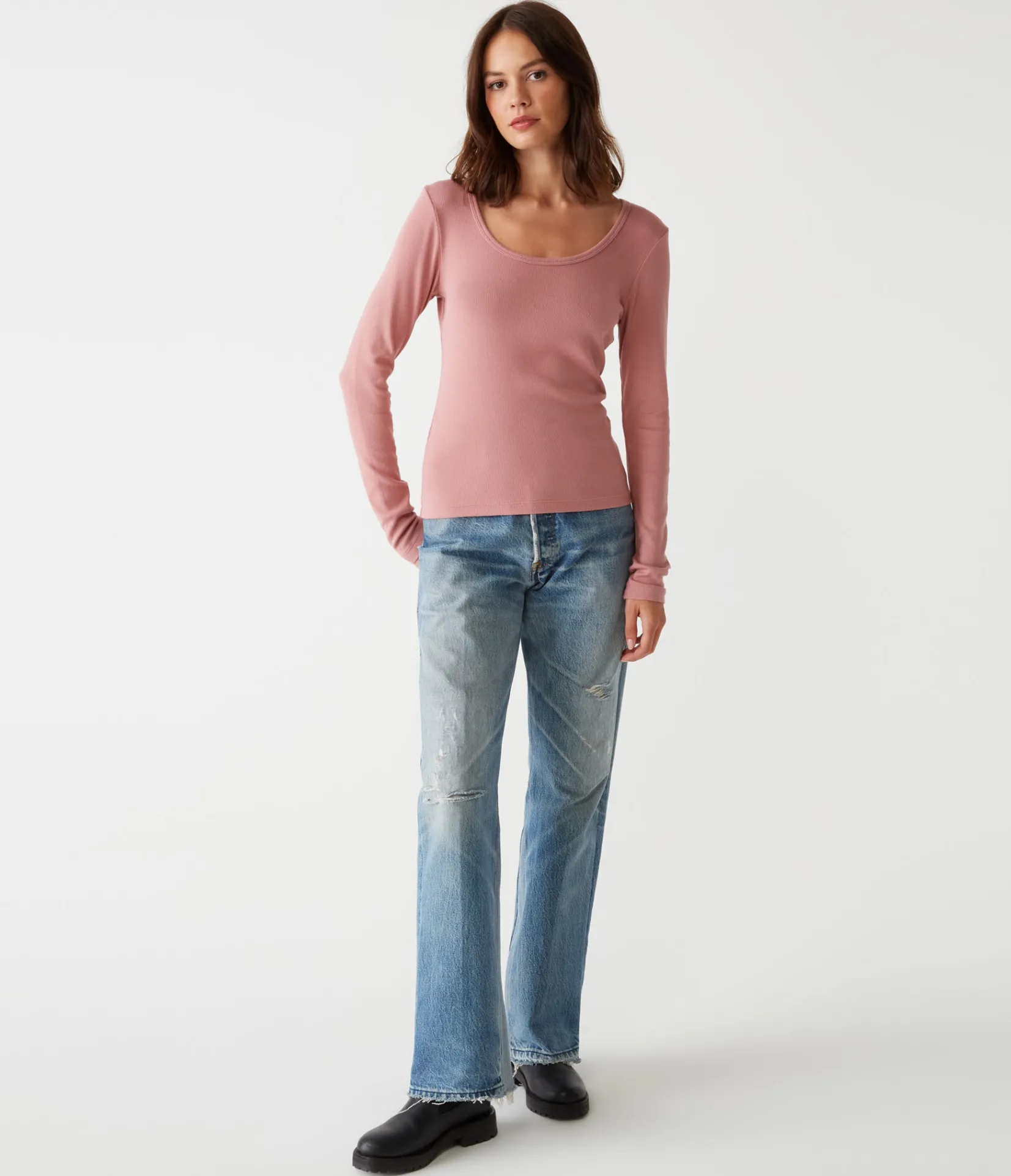 emilia_scoop_neck_tee_2.webp Michael Stars Emilia Scoop Neck Tee- T-Shirts | Ultra Rib T-Shirts