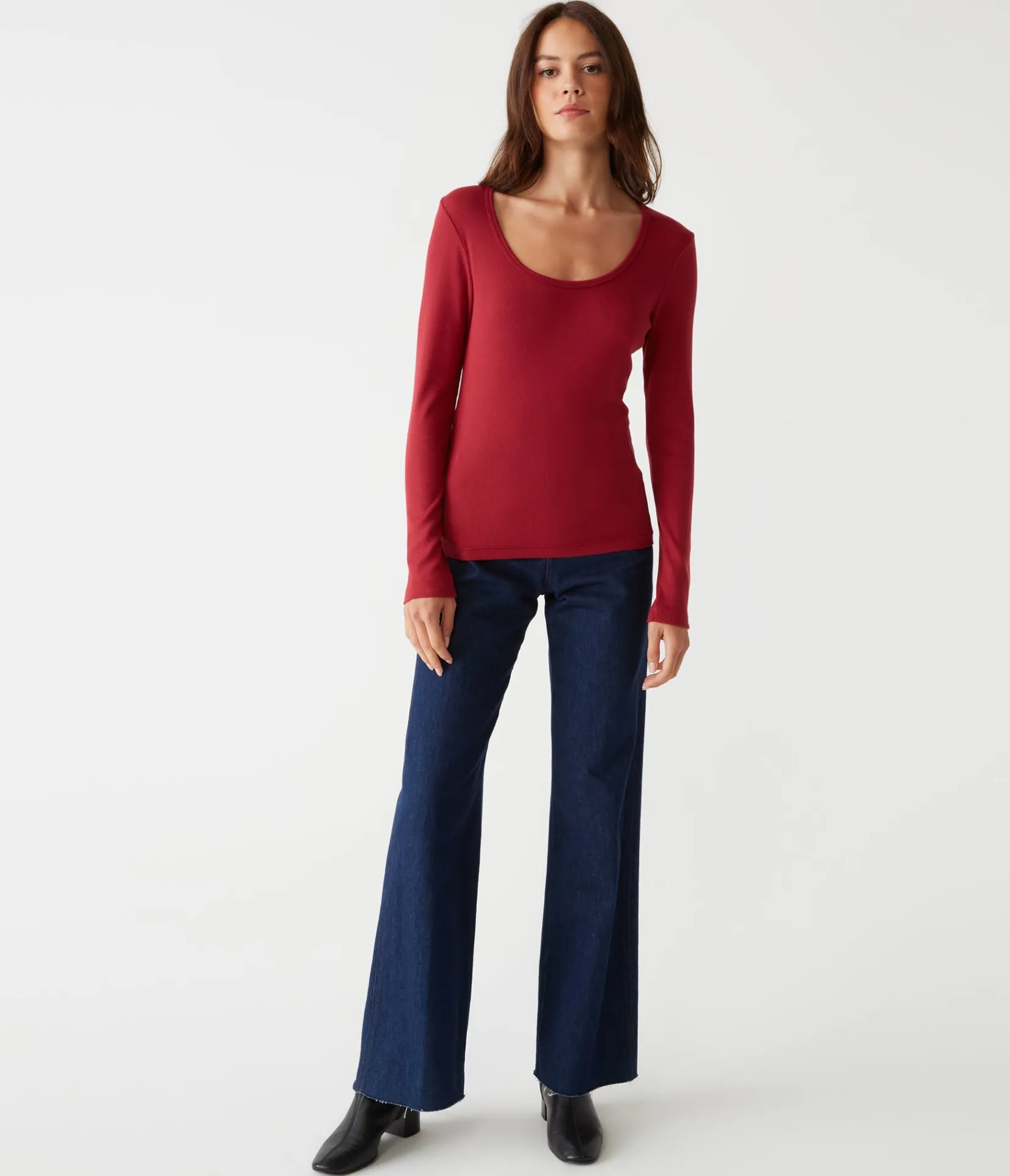 emilia_scoop_neck_tee_25.webp Michael Stars Emilia Scoop Neck Tee- T-Shirts | Ultra Rib T-Shirts