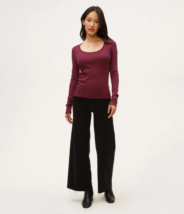 Michael Stars Emilia Scoop Neck Tee- T-Shirts | Ultra Rib T-Shirts
