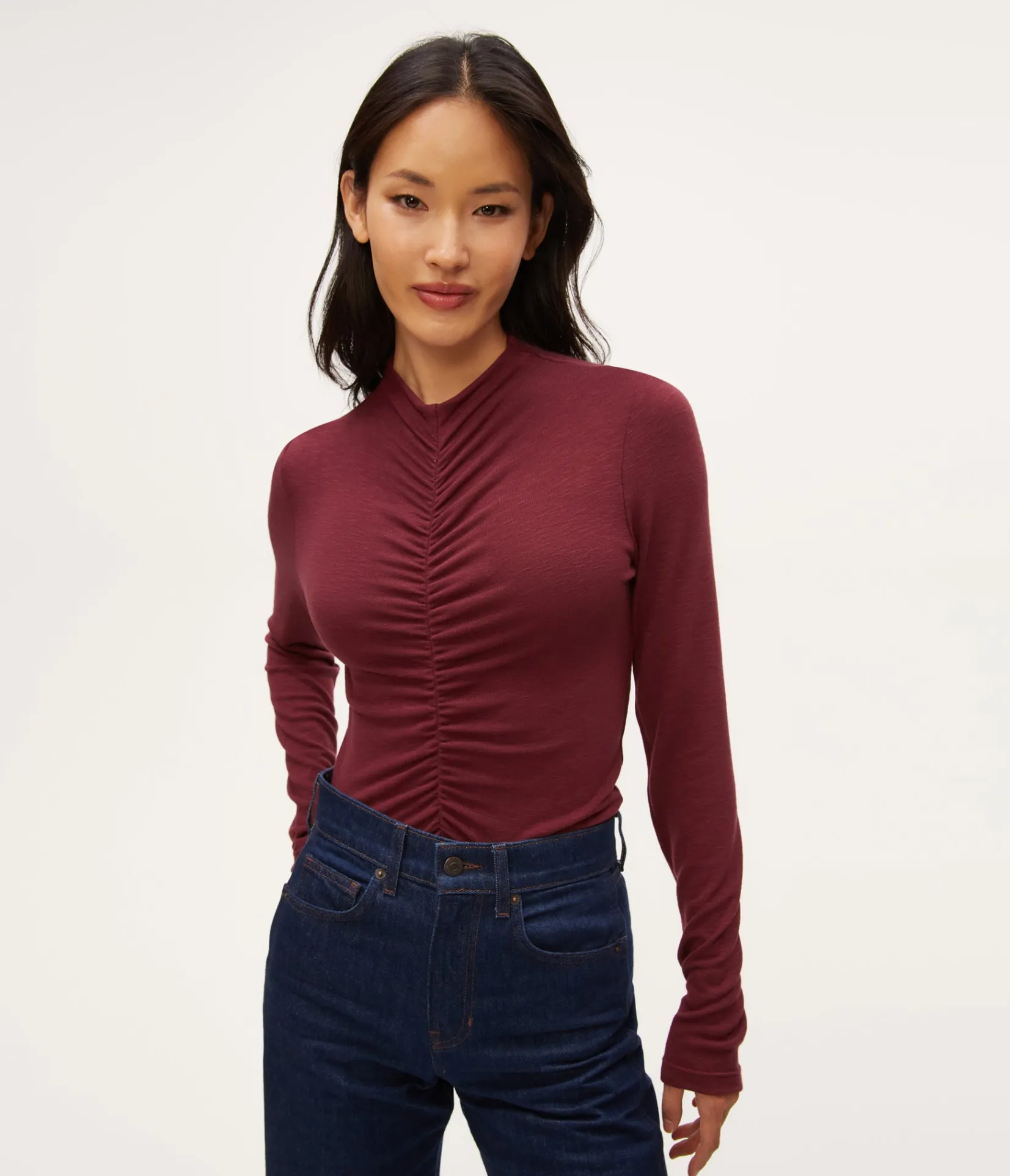 evelyn_ruched_top_0.webp Michael Stars Evelyn Ruched Top- Tops, Blouses & Shirts | T-Shirts