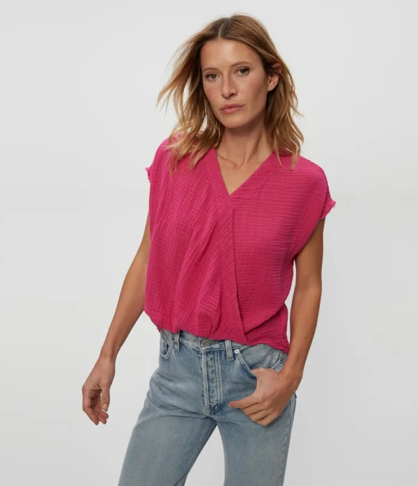 Michael Stars Evie Gauze Surplice Top- Tops, Blouses & Shirts
