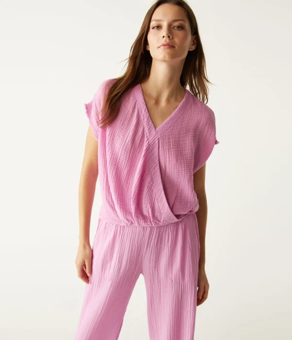 Michael Stars Evie Gauze Surplice Top- Tops, Blouses & Shirts