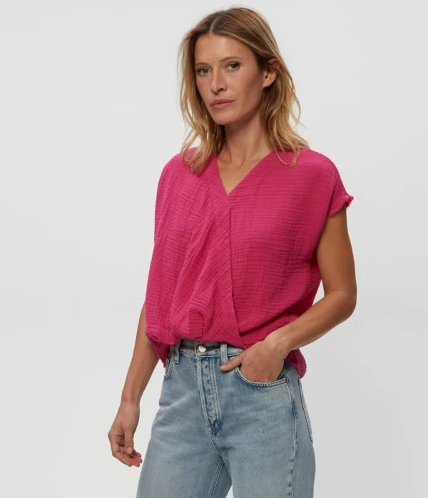 Michael Stars Evie Gauze Surplice Top- Tops, Blouses & Shirts